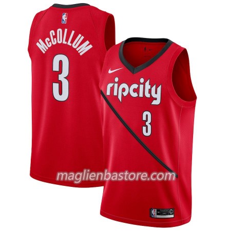 Maglia NBA Portland Trail Blazers C.J. McCollum 3 2018-19 Nike Rosso Swingman - Uomo